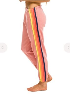 Aviator Nation | 5 Stripe Sweatpant | Petal & Neon Rainbow | Sz M